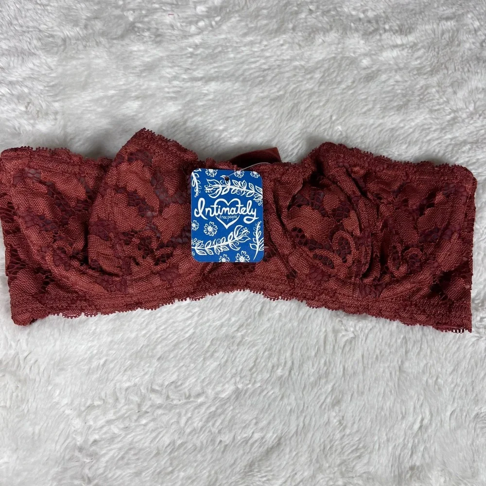 Free People Women's Love Letters Lace Bandeau‎ Bra Paprika Red 32B OB407880 NWT
